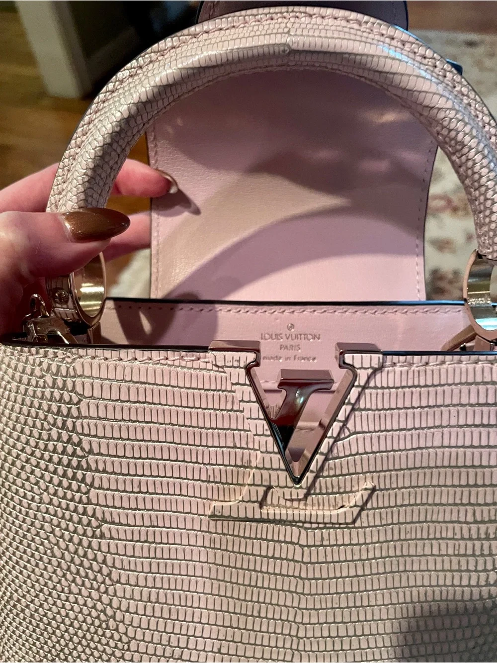 NEW AND RARE Louis Vuitton Capucines Bag in Lizard Skin